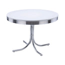 Retro Round Dining Table Glossy White And Chrome
