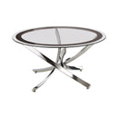 Coaster Contemporary Tempered Glass Coffee Table With Curved Base Chrome And Bla