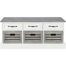 3-Drawer Storage Bench White And Weathered Grey