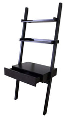 Transitional Cappuccino Wall-Leaning Ladder Desk