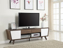 2-drawer TV Console Dark Walnut and Glossy White