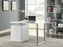 Writing Desk with File Drawer and Reversible Set-Up White and Silver