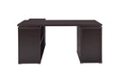 back of Cappucino Coaster desk with drawers opened