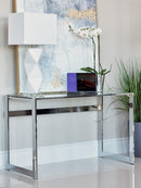 Hader Glass Top Writing Desk Chrome