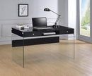 Dobrev 2-Drawer Writing Desk Glossy Black And Clear