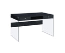 Dobrev 2-Drawer Writing Desk Glossy Black And Clear