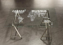 Patton World Map Writing Desk Nickel And Printed Clear