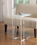 Glass Top Accent Table Chrome And White