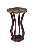 Round Marble Top Accent Table Brown