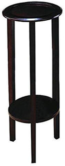 Round Accent Table With Bottom Shelf Espresso