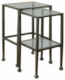 2-Piece Glass Top Nesting Tables Black