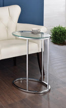Oval Snack Table Chrome And Clear