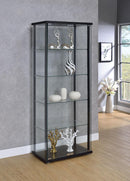 5-Shelf Glass Curio Cabinet Black And Clear