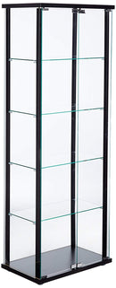 5-Shelf Glass Curio Cabinet Black And Clear
