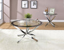 Coaster Contemporary Tempered Glass Coffee Table With Curved Base Chrome And Bla