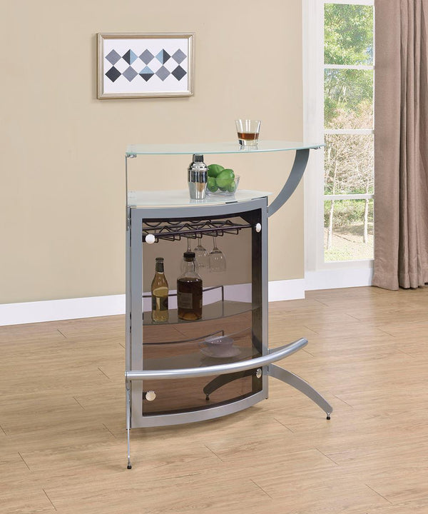 2-Shelf Bar Unit Silver And Frosted Glass