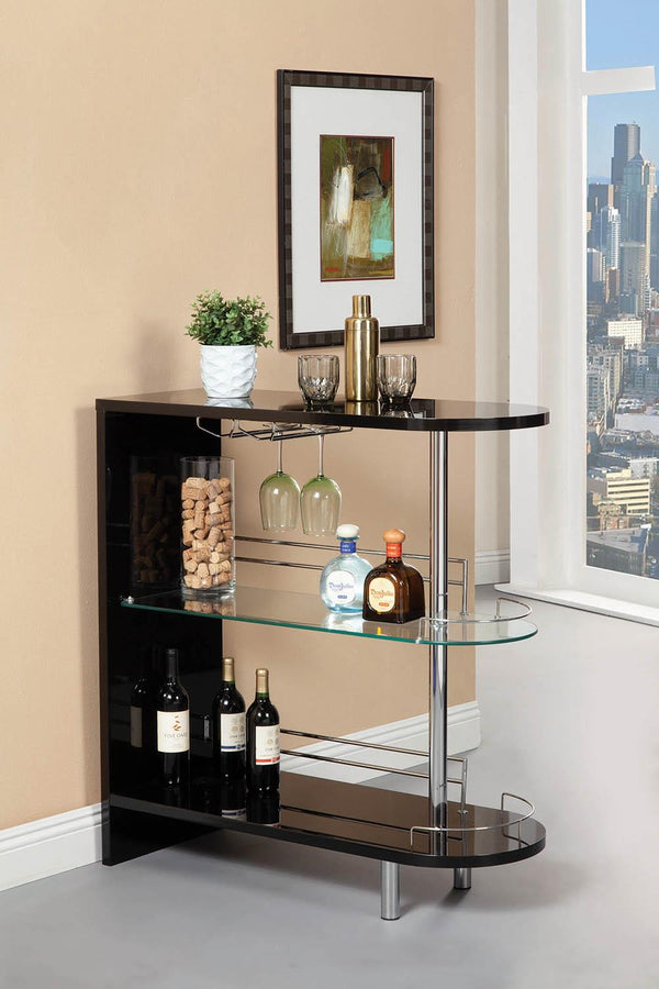 3-Tier Bar Table Glossy Black And Clear