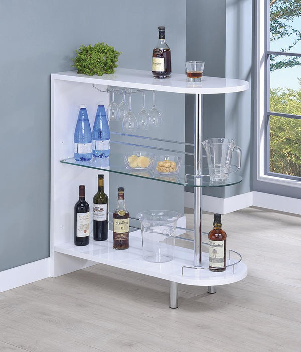 3-Tier Bar Table Glossy White And Clear