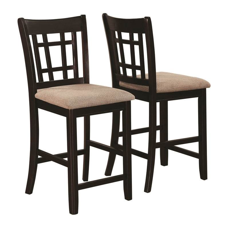 Lavon Lattice Back Counter Stools Tan And Espresso (Set Of 2)