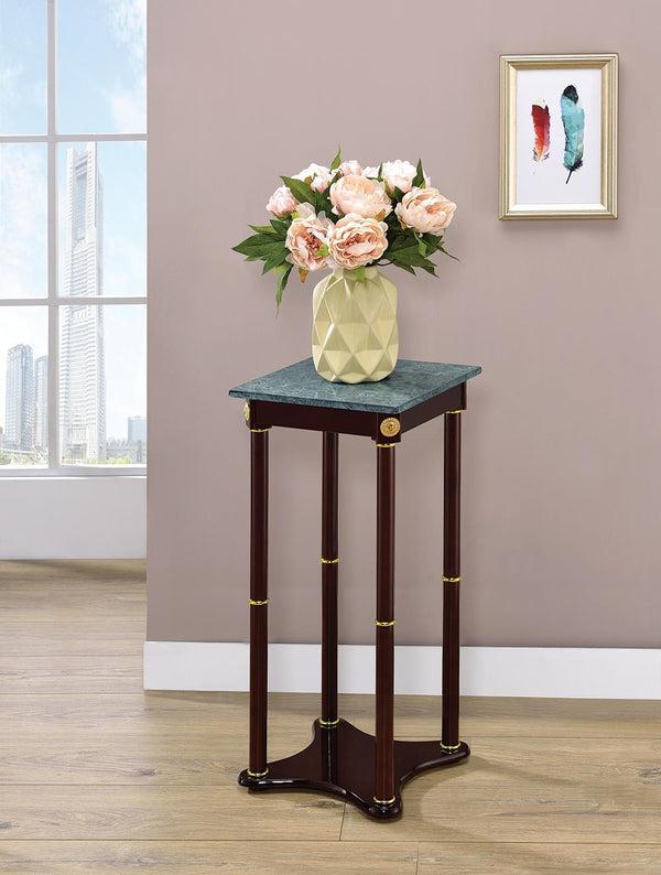 Square Marble Top Accent Table Merlot