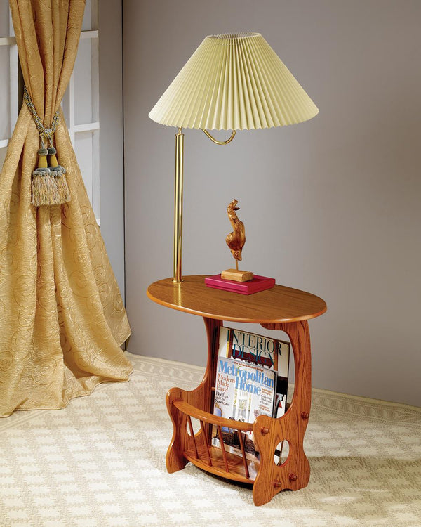 Magazine Table With Lamp Warm Brown