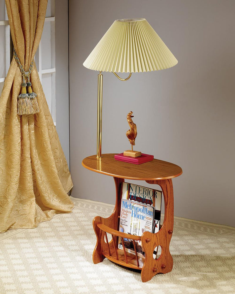 Magazine Table With Lamp Warm Brown