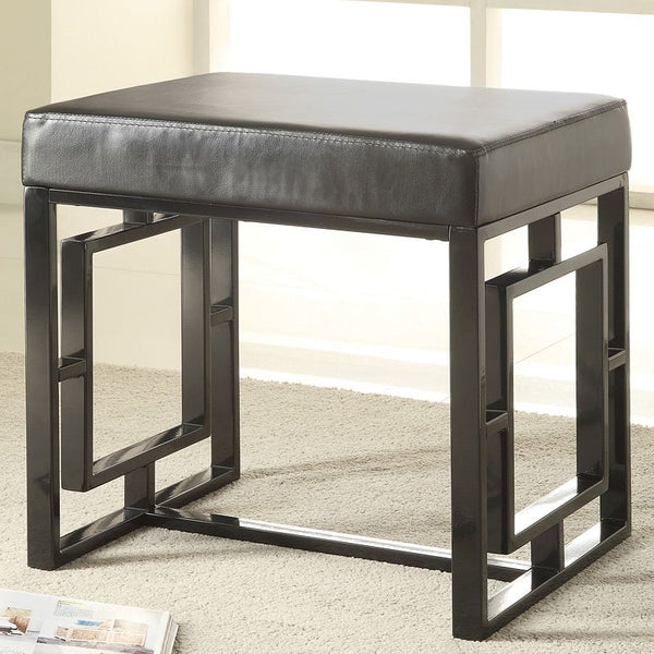 Contemporary Accent Stool With Geometric base Black