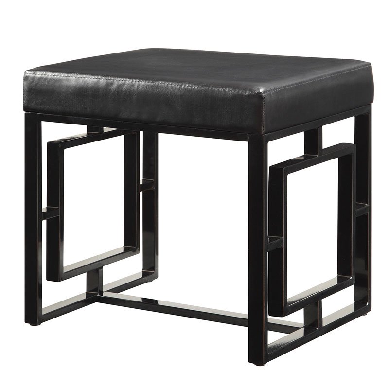 Contemporary Accent Stool With Geometric base Black