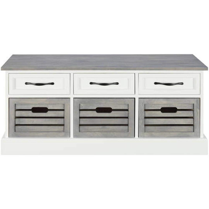 3-Drawer Storage Bench White And Weathered Grey