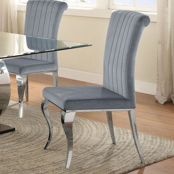 Carone Upholstered Side Chairs Grey And Chrome (Set Of 4)