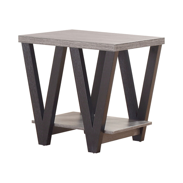 Mid Century Modern Grey Black Side Table With Shelf