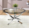 Coaster Contemporary Tempered Glass Coffee Table With Curved Base Chrome And Bla