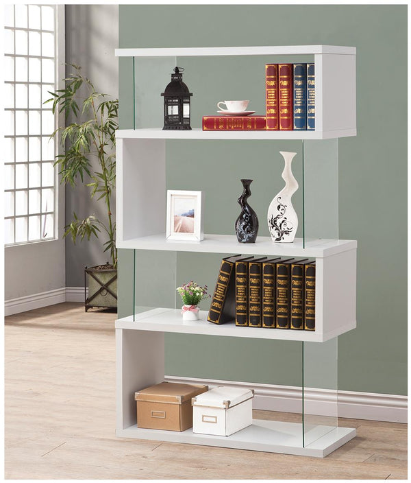 4-Tier Bookcase White Glossy And Clear