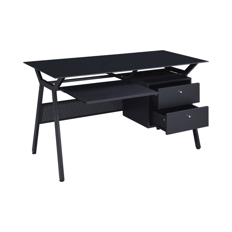 Casual Computer Desk with Two Storage Drawers Black