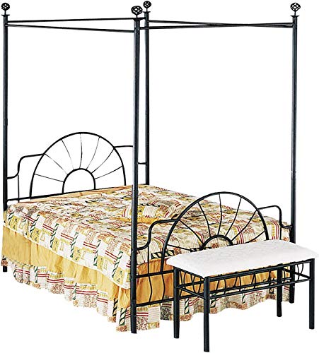 Four Poster Metallic Full Size Canopy Bed With Starburst style
