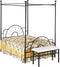 Four Poster Metallic Full Size Canopy Bed With Starburst style
