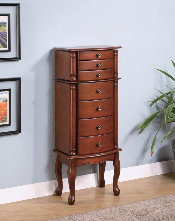 6-Drawer Jewelry Armoire Warm Brown
