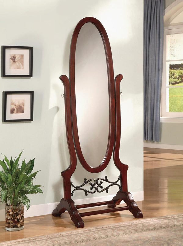 Oval Cheval Mirror Brown Red