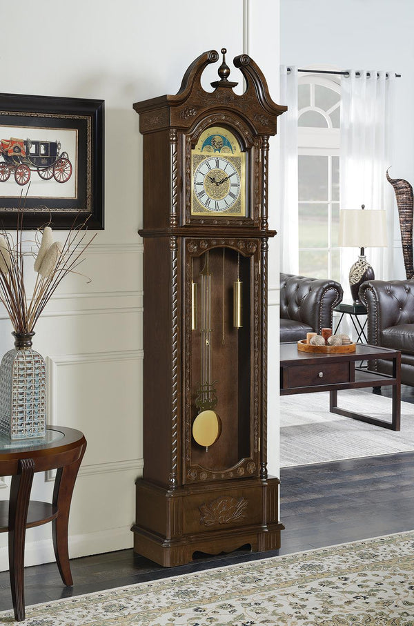 Grandfather Clock With Chime Golden Brown