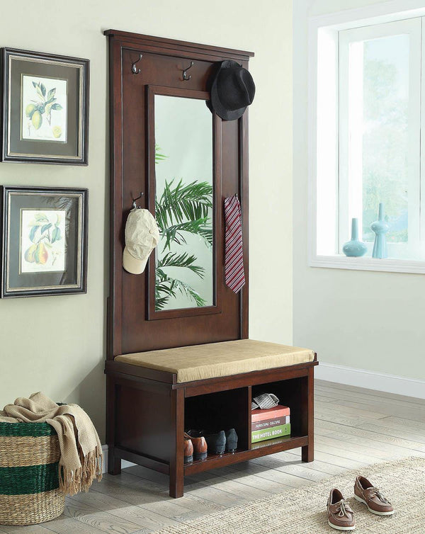 Hall Tree With Mirror Umber And Tan