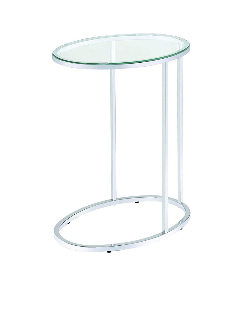 Oval Snack Table Chrome And Clear