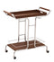 Transitional Serving Cart with Stemware Rack and Casters Walnut and Chrome