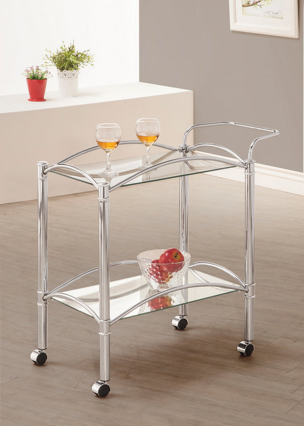 2-Tier Serving Cart With Glass Top Chrome And Clear
