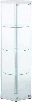 4-Shelf Hexagon Shaped Curio Cabinet White And Clear