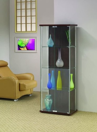 4-Shelf Glass Curio Cabinet Cappuccino And Clear