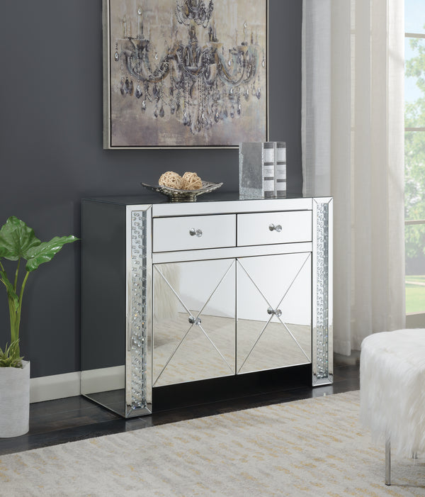 2-Drawer Accent Cabinet Clear Mirror